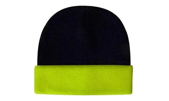 Headwear Acrylic Beanie Hi-vis Turn-up X12 - 3027 - Flash Uniforms